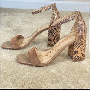 SAM EDELMAN Daniella Snakeskin Embossed Block Heel